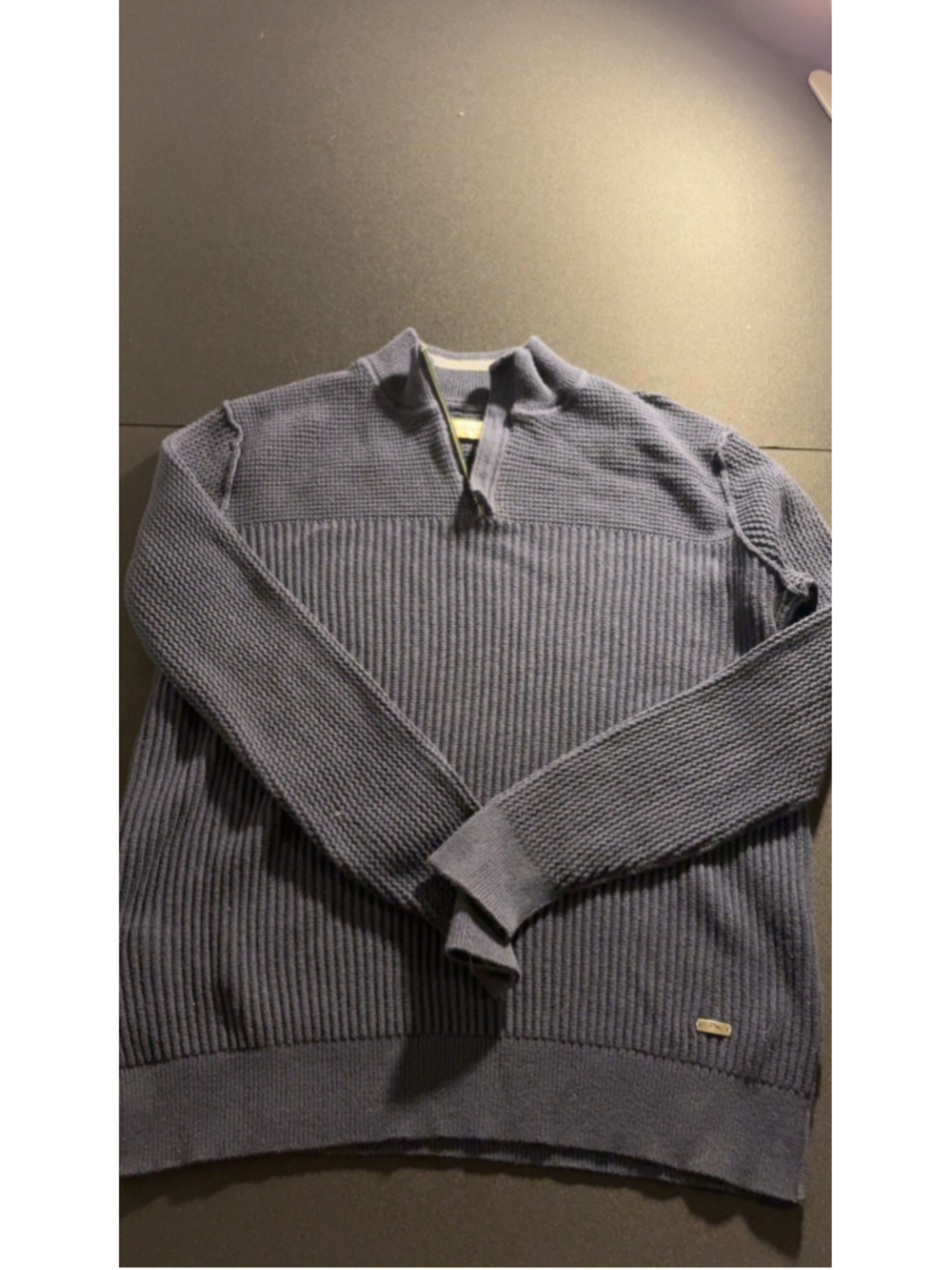 Tommy Bahama Blue Ribbed Cotton Cashmere Quarter-Zip Sweater Size M